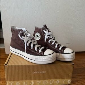 Converse High Top Sneakers in Brown and White